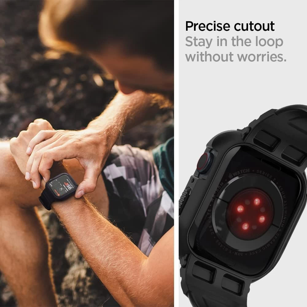 Apple Watch SE / 3 siksniņa melns SPIGEN RUGGED ARMOR ”PRO” (44/45mm)