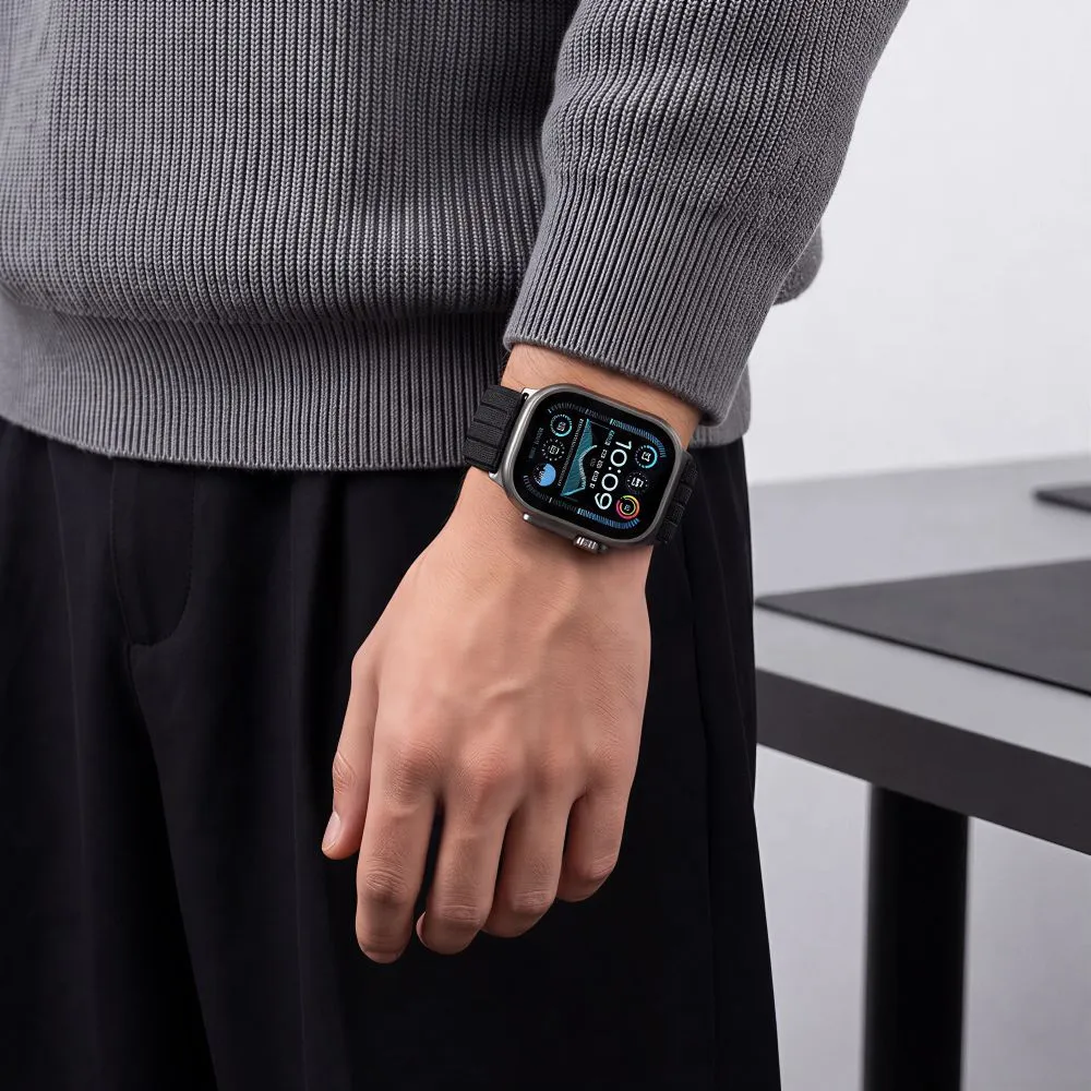 Apple Watch SE 1 / 2 3 Viedpulksteņu siksniņas melns TECH-PROTECT NYLON SPORT (44/45/46/49 MM)