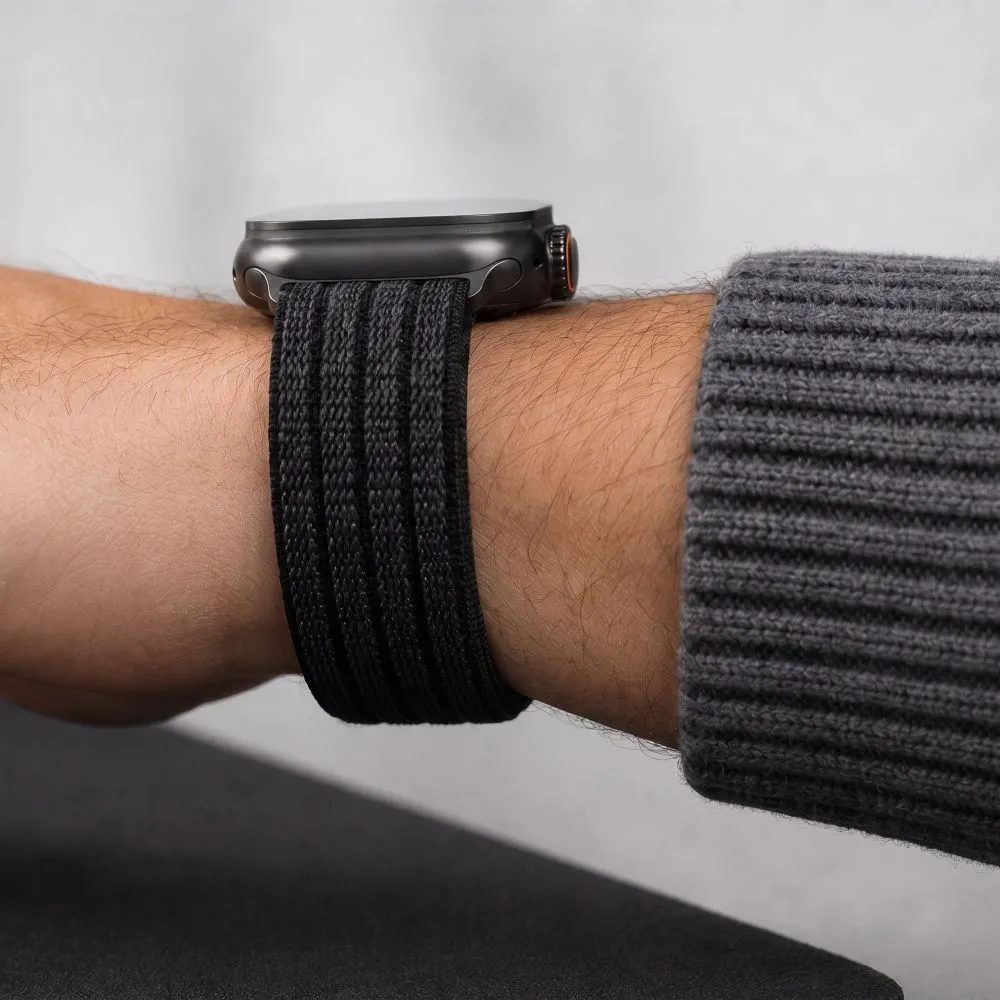 Apple Watch SE 1 / 2 3 Viedpulksteņu siksniņas melns TECH-PROTECT NYLON SPORT (44/45/46/49 MM)