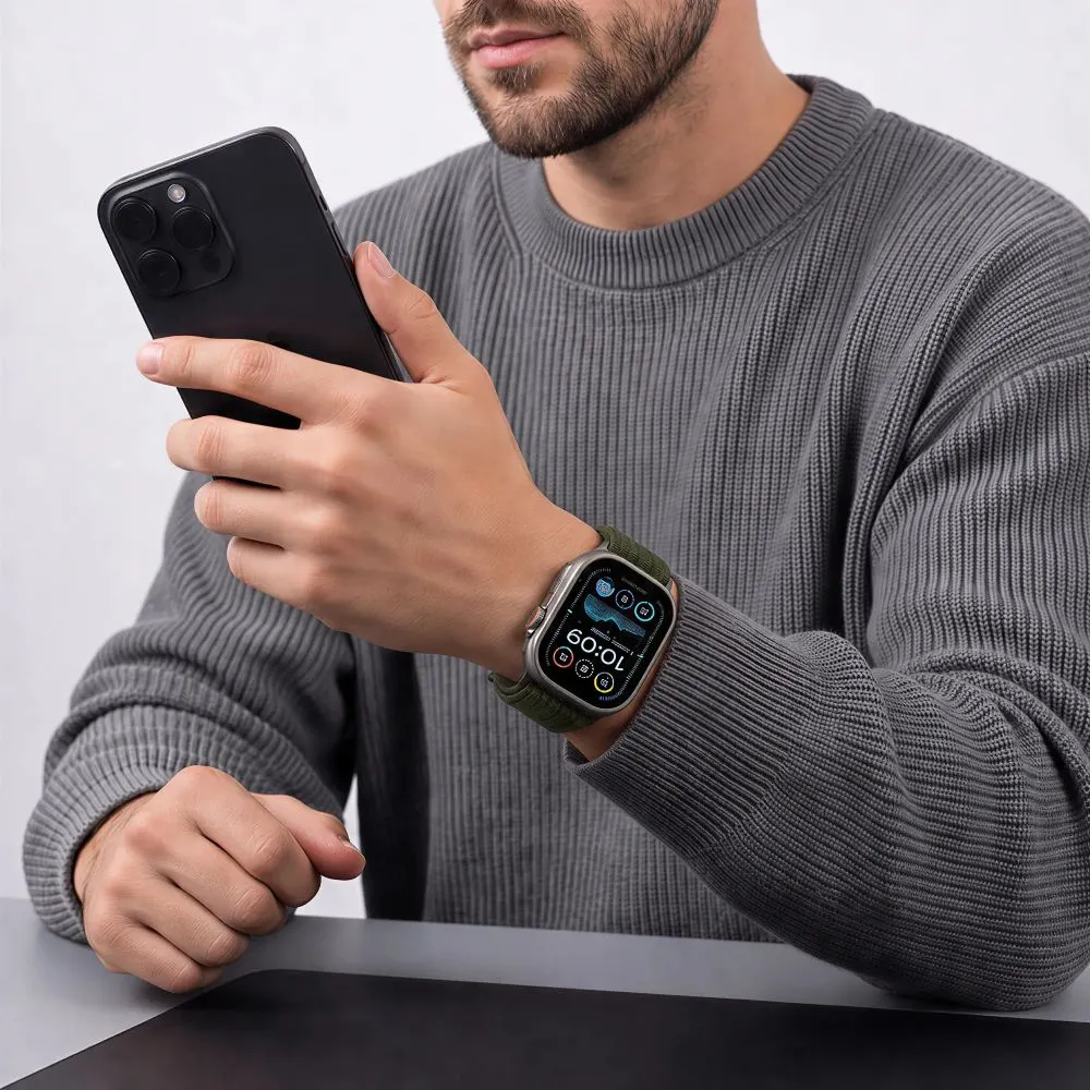 Apple Watch SE 1 / 2 3 Viedpulksteņu siksniņas zaļš TECH-PROTECT NYLON SPORT (44/45/46/49 MM)