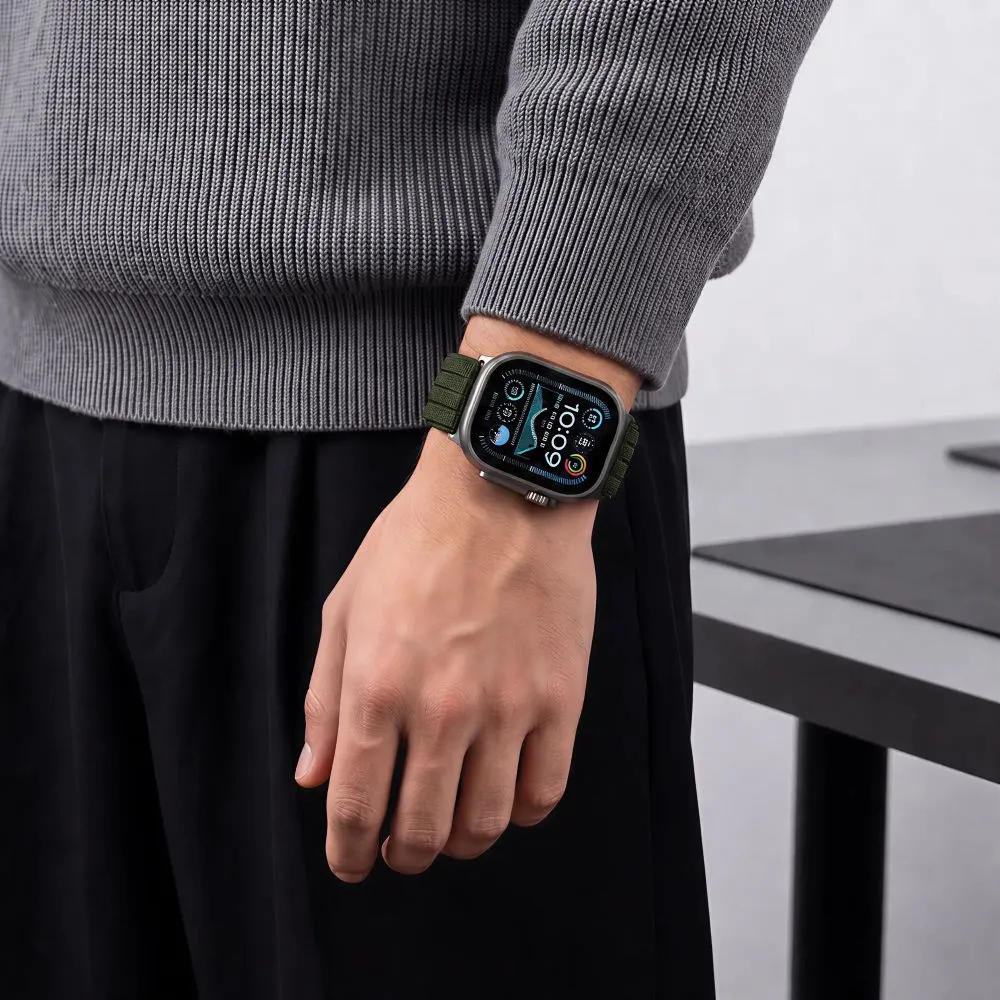 Apple Watch SE 1 / 2 3 Viedpulksteņu siksniņas zaļš TECH-PROTECT NYLON SPORT (44/45/46/49 MM)