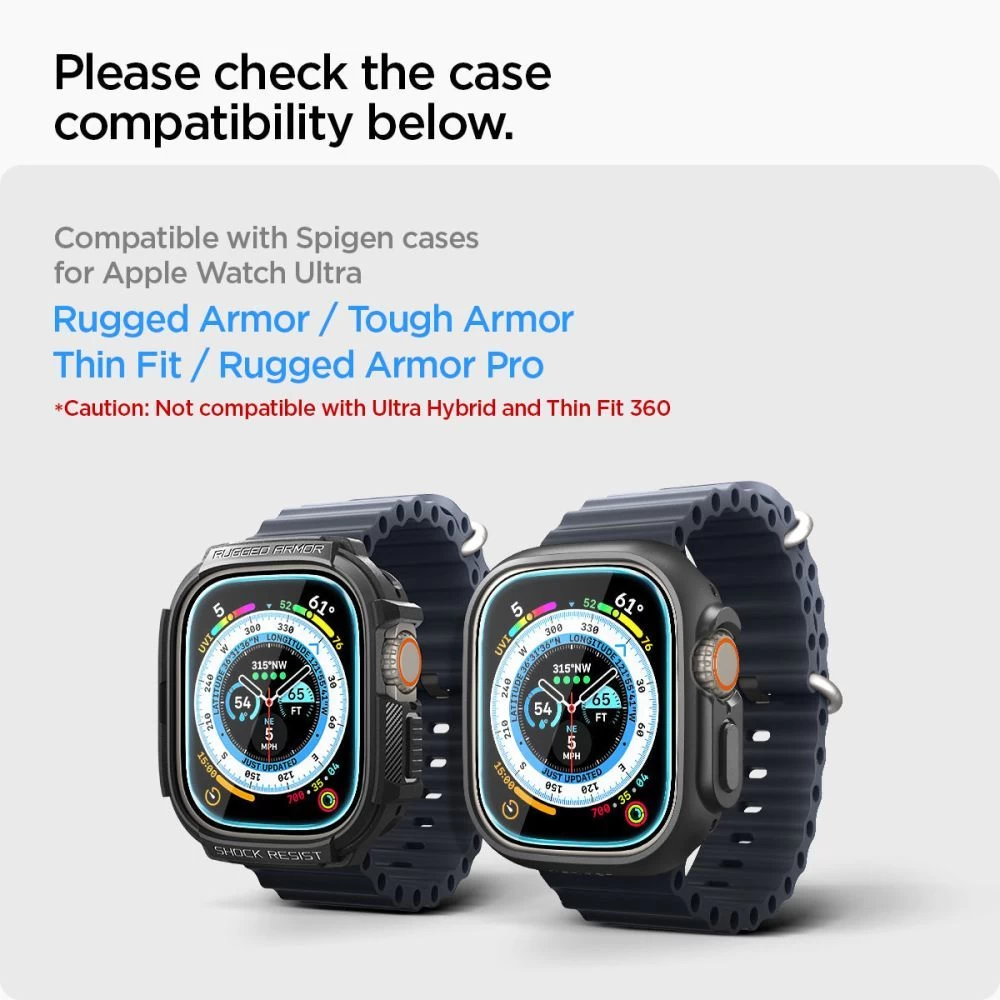Apple Watch Ultra skärmskydd  SPIGEN GLAS.TR ”EZ FIT” 2-PACK (49mm)