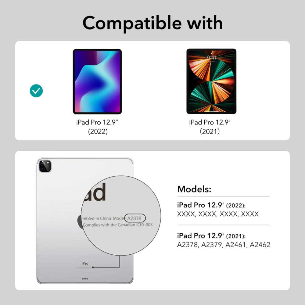 Apple iPad Pro 12.9 (2022) maciņš melns ESR REBOUND HYBRID