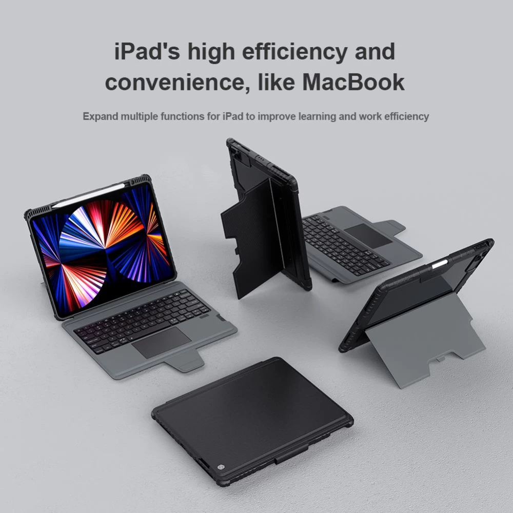 Apple iPad Pro 12.9 (2022) maciņš melns Nillkin Bumper Combo Keyboard