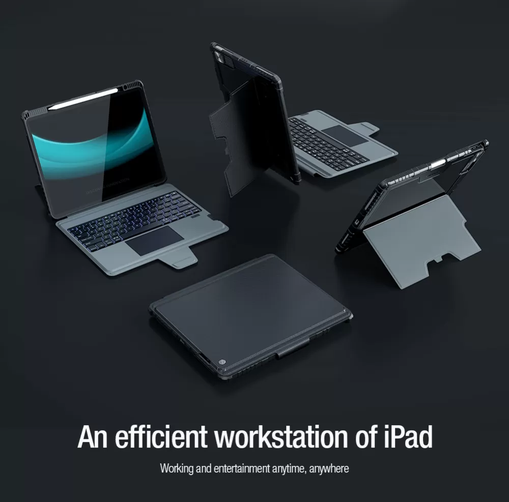 Apple iPad Pro 12.9 (2022) maciņš melns NILLKIN BUMPER COMBO KEYBOARD (BACKLIT VERSION)