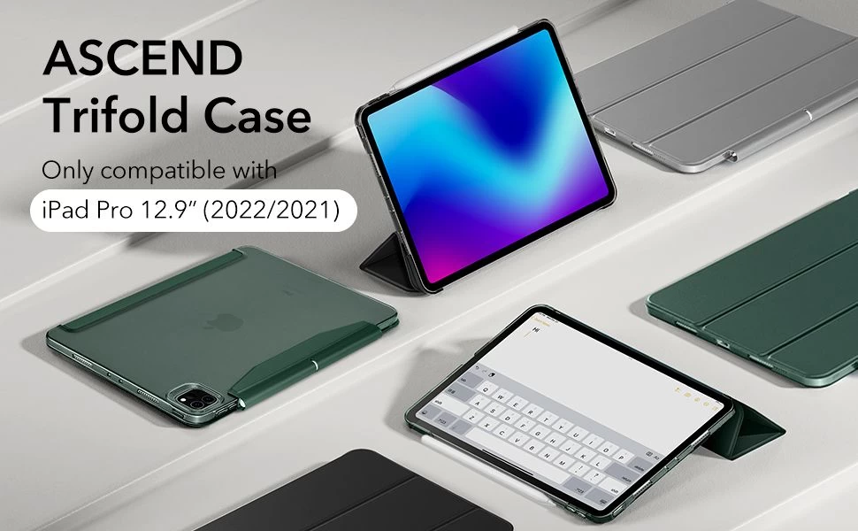 Apple iPad Pro 12.9 (2022) maciņš pelēks ESR ASCEND TRIFOLD