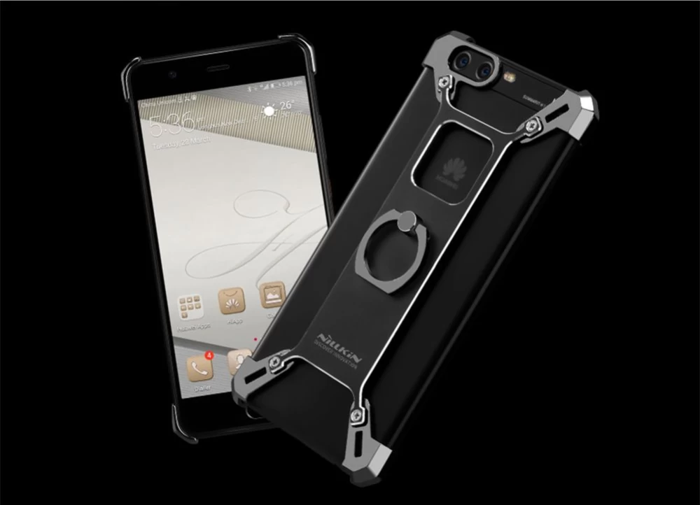 Huawei P10 Plus dėklas sidabrinis Barde Metal  with Ring