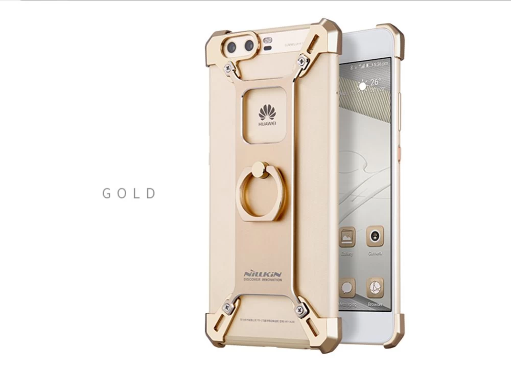 Huawei P10 Plus dėklas sidabrinis Barde Metal  with Ring