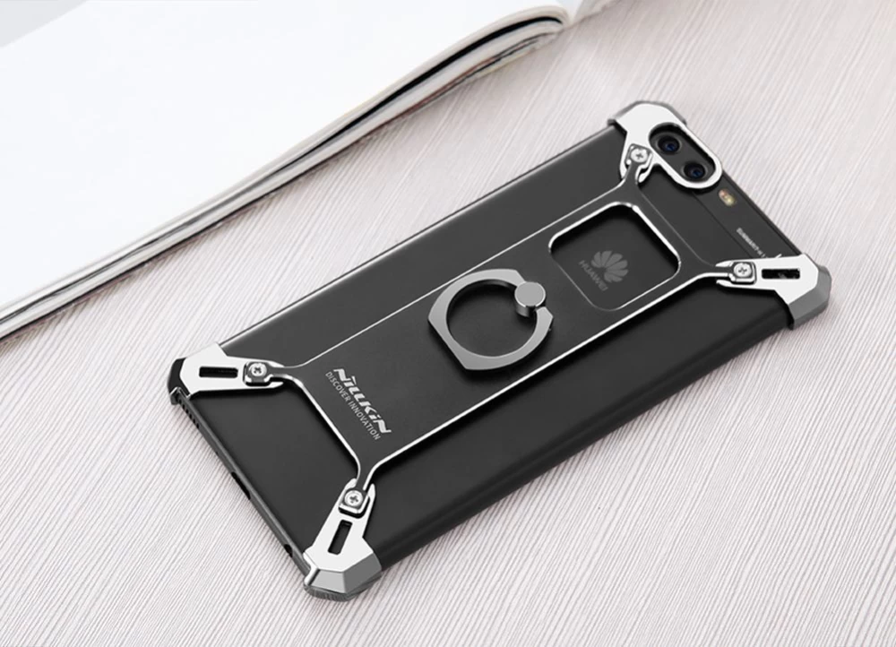 Huawei P10 Plus dėklas sidabrinis Barde Metal  with Ring