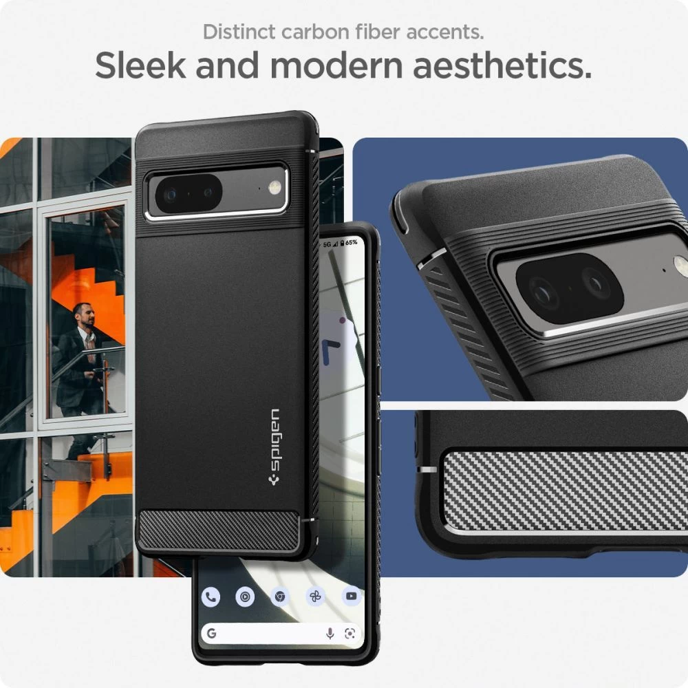 Google Pixel 7 dėklas Juoda SPIGEN RUGGED ARMOR