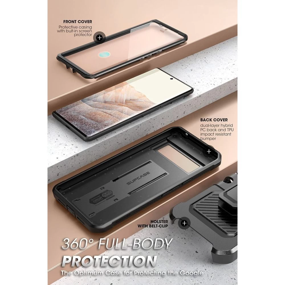 Google Pixel 7 Pro vāciņš melns SUPCASE UNICORN BEETLE PRO