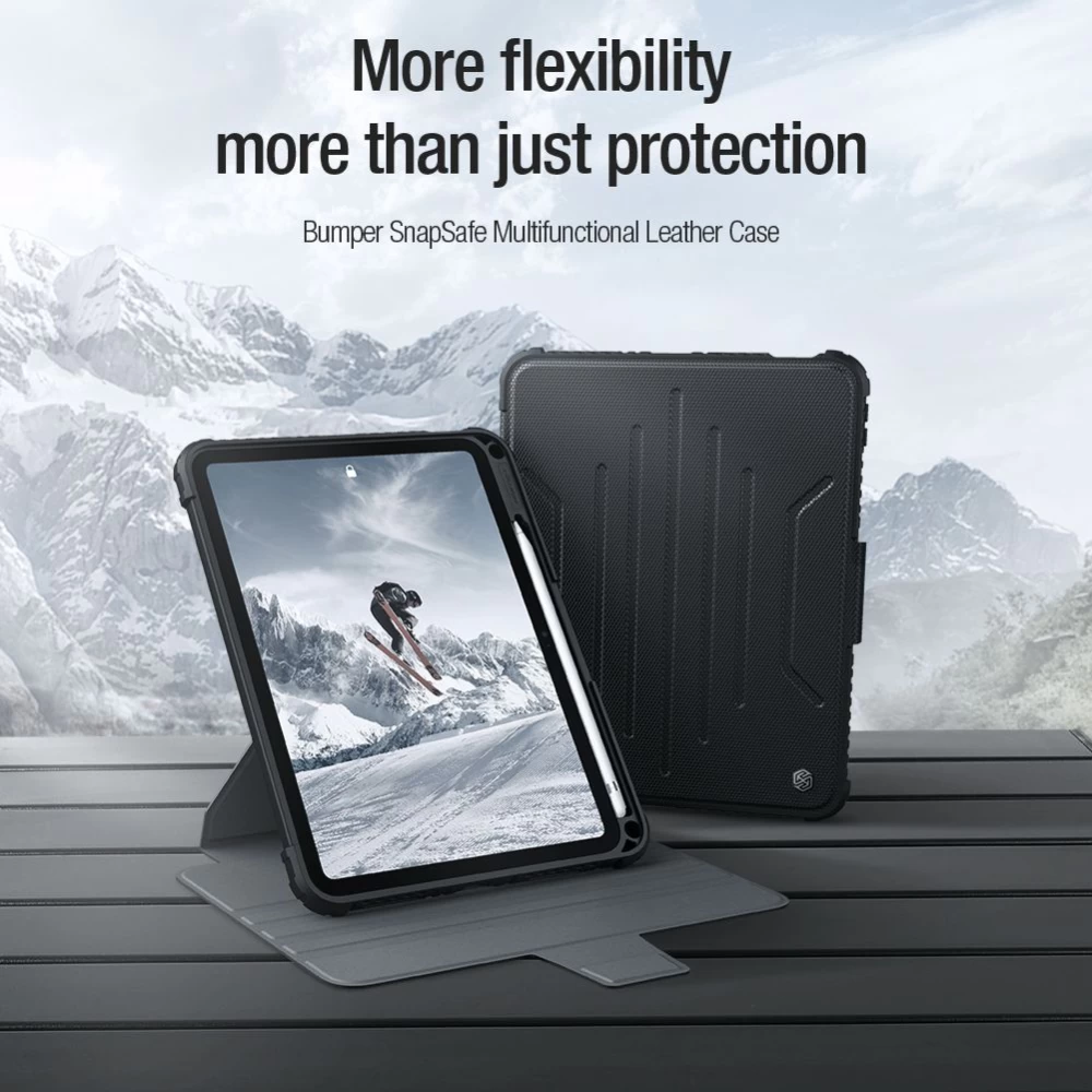 Apple iPad 10.9 10th Gen (2022) tablet suojakuori, suojakotelo musta NILLKIN Bumper SnapSafe