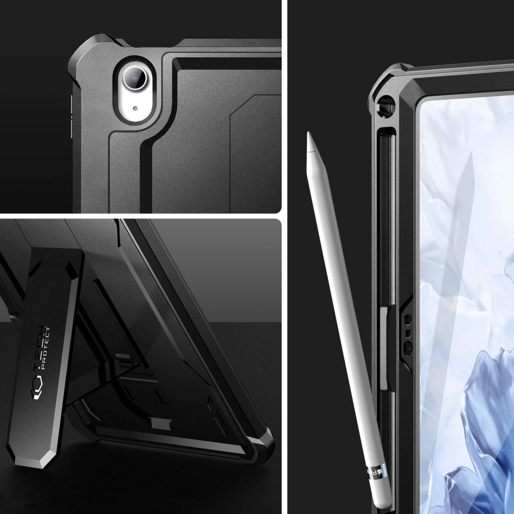 Apple iPad 10.9 10th Gen (2022) tablet suojakuori, suojakotelo musta TECH-PROTECT KEVLAR PRO