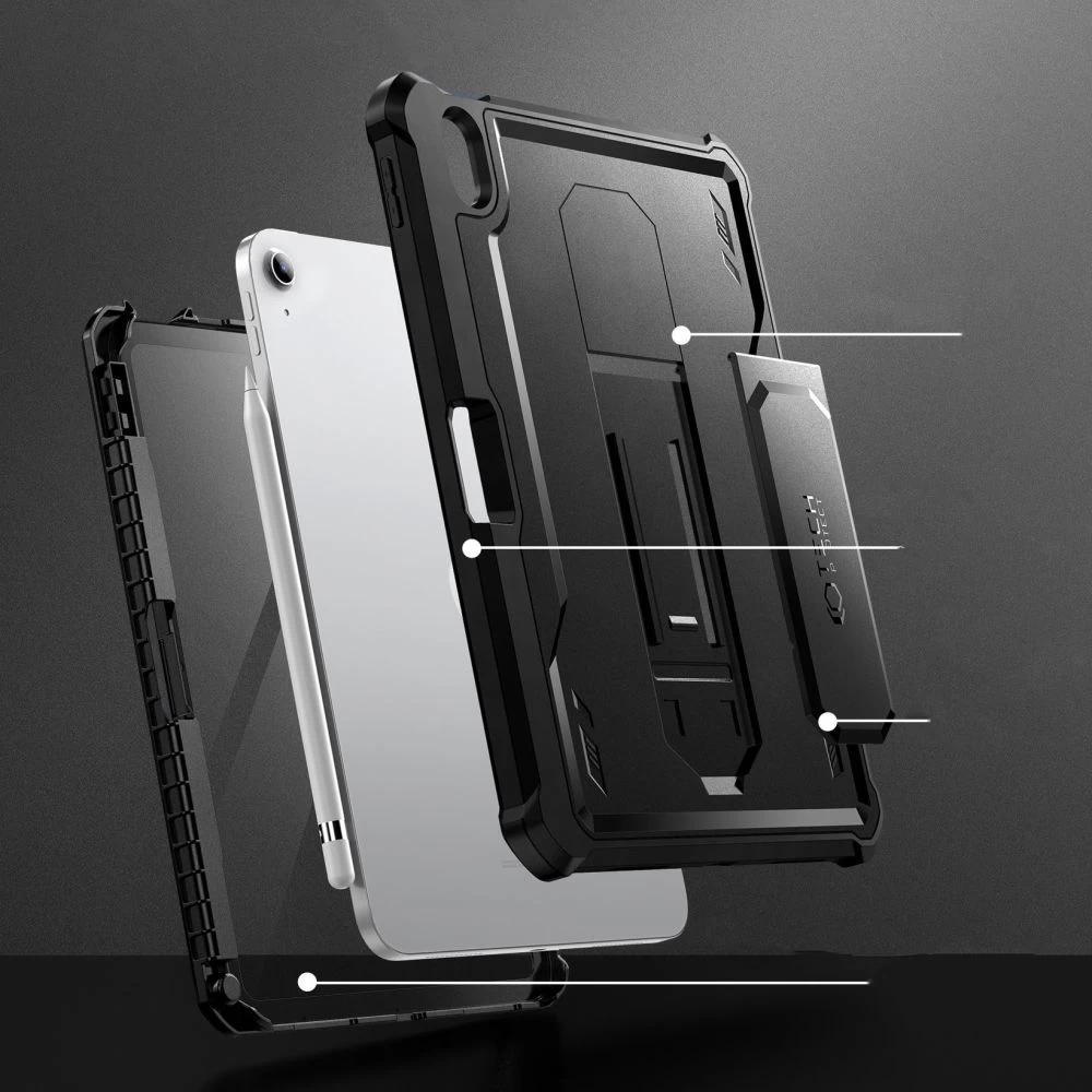 Apple iPad 10.9 10th Gen (2022) tablet suojakuori, suojakotelo musta TECH-PROTECT KEVLAR PRO