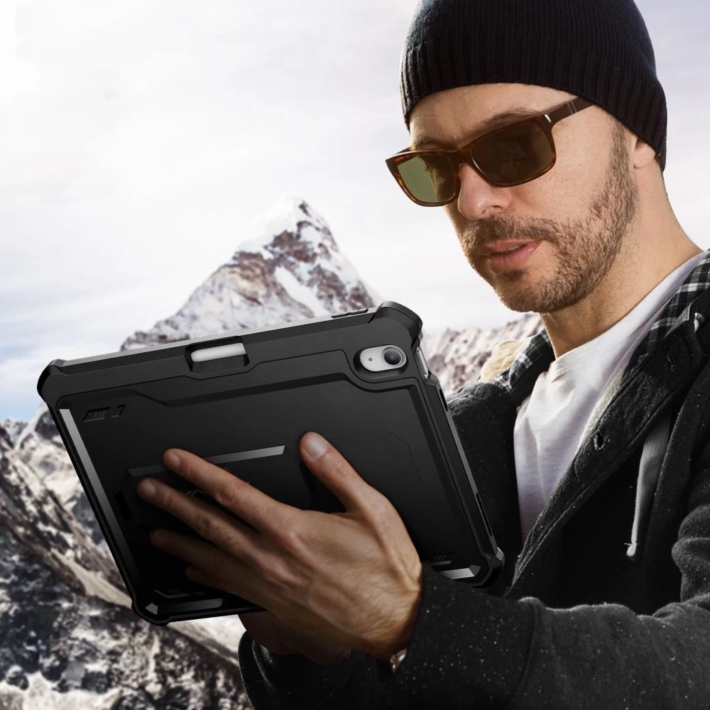 Apple iPad 10.9 10th Gen (2022) tablet suojakuori, suojakotelo musta TECH-PROTECT KEVLAR PRO