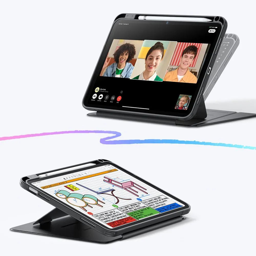 Apple iPad 10.9 10th Gen (2022) tablet suojakuori, suojakotelo musta ESR FLIP HYBRID