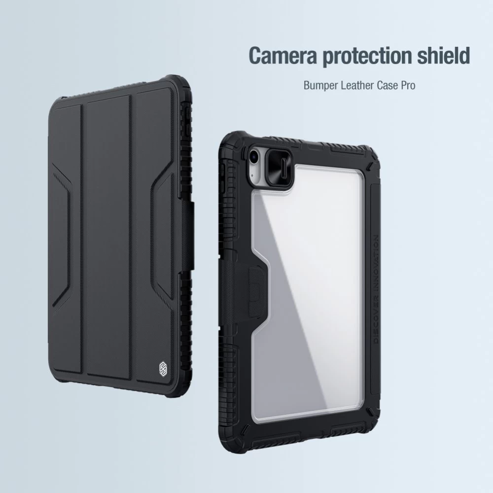 Apple iPad 10.9 10th Gen (2022) tablet suojakuori, suojakotelo harmaa NILLKIN BUMPER LEATHER PRO