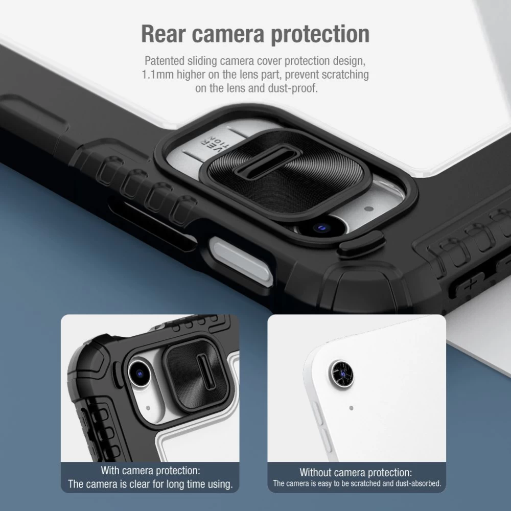 Apple iPad 10.9 10th Gen (2022) tablet suojakuori, suojakotelo harmaa NILLKIN BUMPER LEATHER PRO
