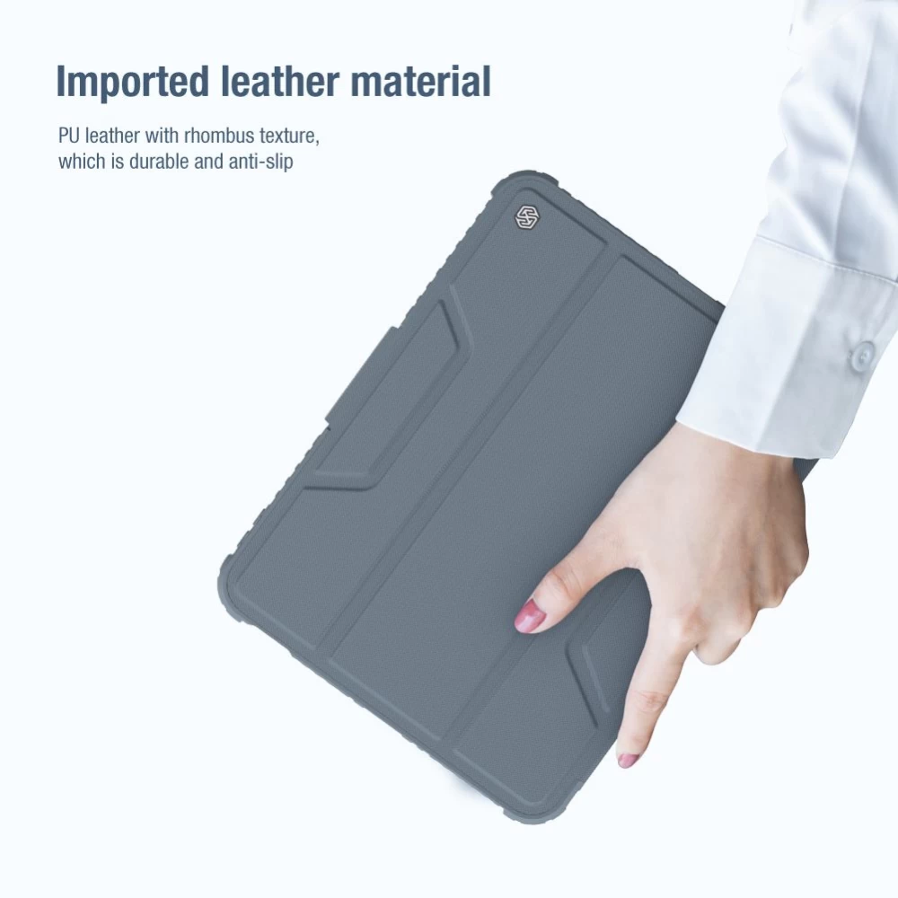 Apple iPad 10.9 10th Gen (2022) tablet suojakuori, suojakotelo harmaa NILLKIN BUMPER LEATHER PRO