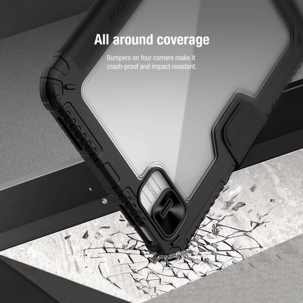 Apple iPad 10.9 10th Gen (2022) tablet suojakuori, suojakotelo harmaa NILLKIN BUMPER LEATHER PRO