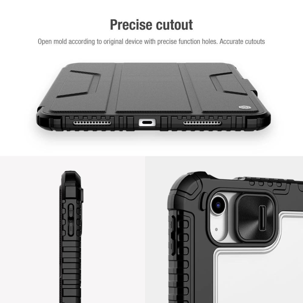 Apple iPad 10.9 10th Gen (2022) tablet suojakuori, suojakotelo harmaa NILLKIN BUMPER LEATHER PRO