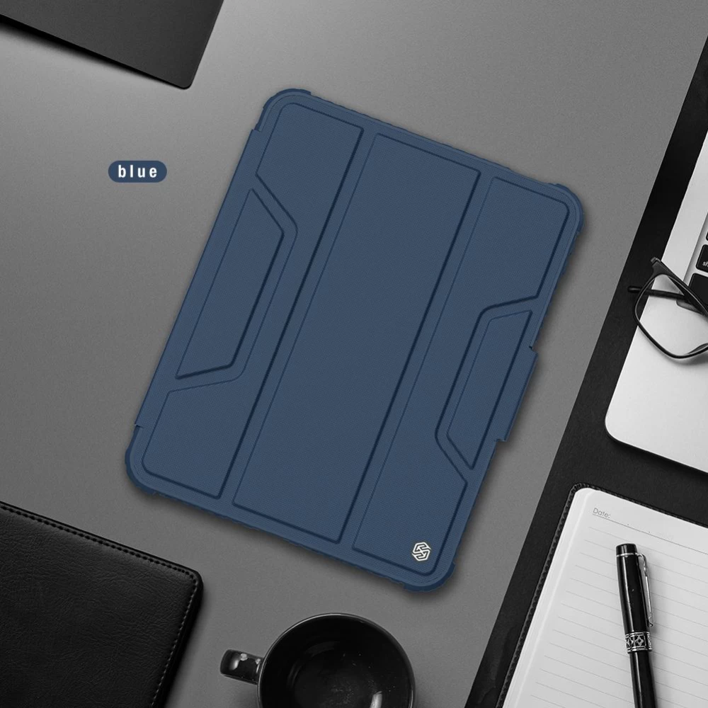 Apple iPad 10.9 10th Gen (2022) tablet suojakuori, suojakotelo harmaa NILLKIN BUMPER LEATHER PRO