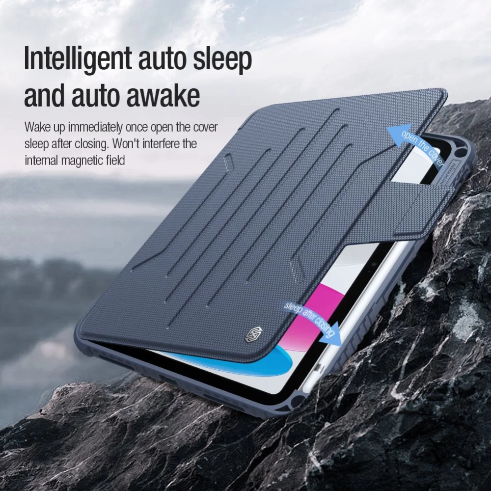 Apple iPad 10.9 10th Gen (2022) tablet suojakuori, suojakotelo sininen NILLKIN Bumper SnapSafe