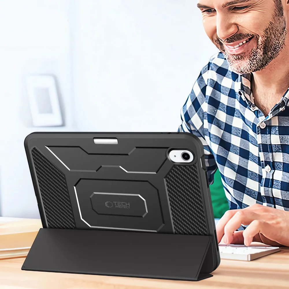 Apple iPad 10.9 10th Gen (2022) tablet suojakuori, suojakotelo musta TECH-PROTECT ENDURANCE