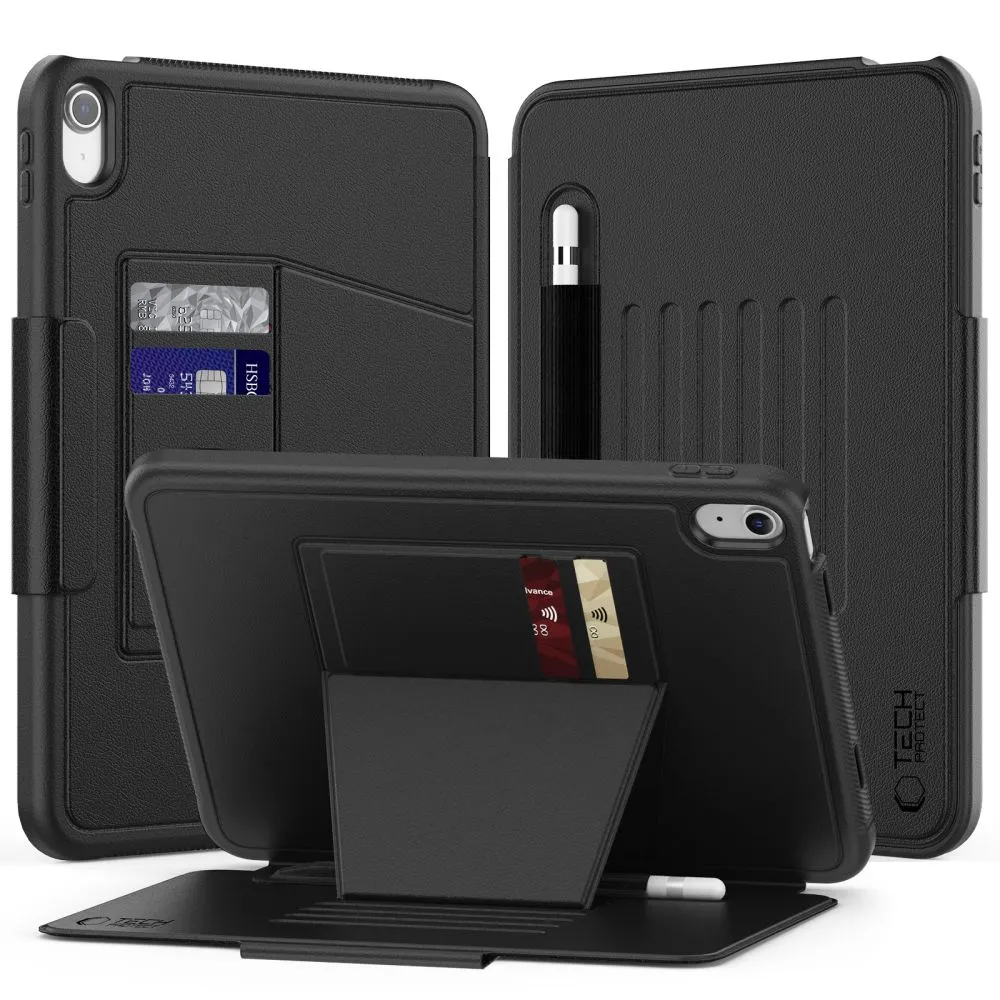 Apple iPad 10.9 10th Gen (2022) tablet suojakuori, suojakotelo musta TECH-PROTECT SC PEN ARMOR