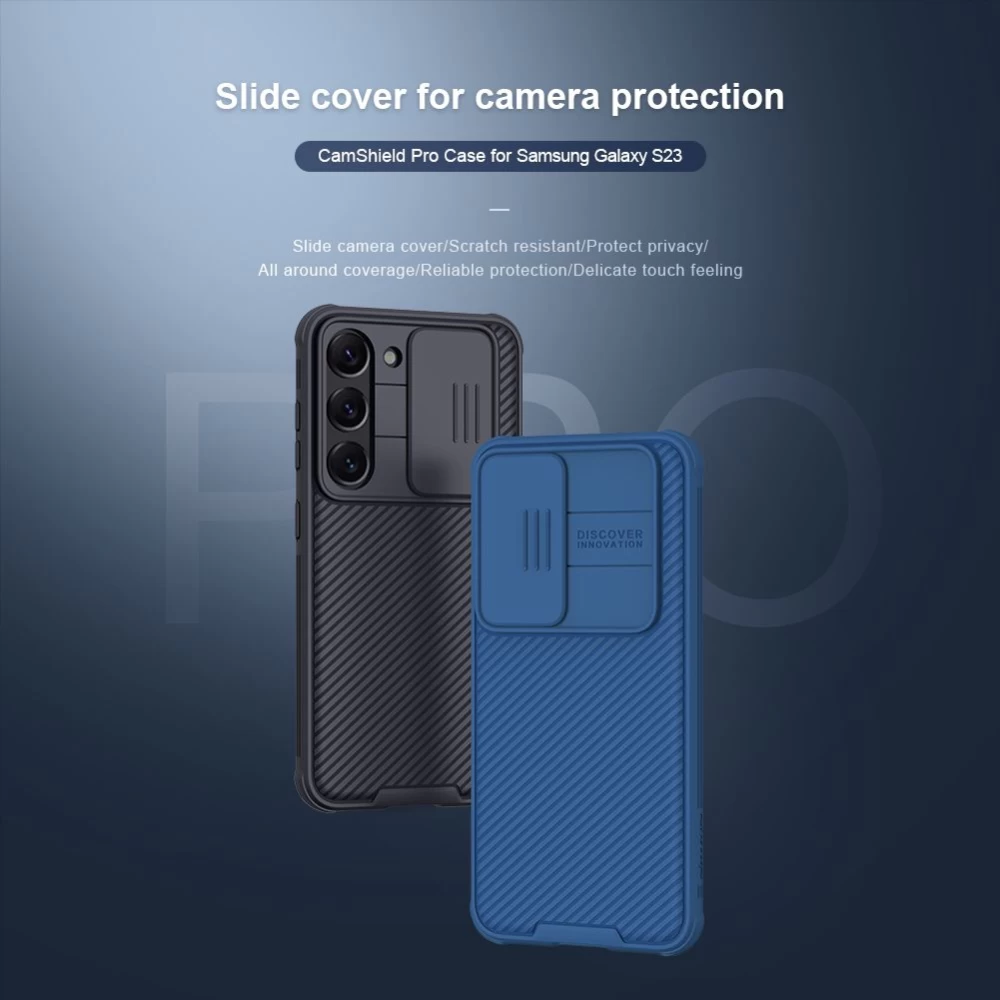 Samsung Galaxy S23 skal blå NILLKIN CAMSHIELD PRO