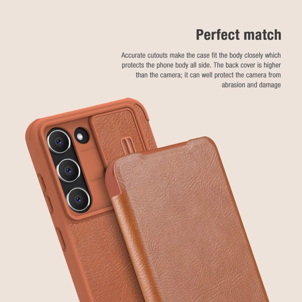 Samsung Galaxy S23 Plus case brown NILLKIN QIN PRO LEATHER