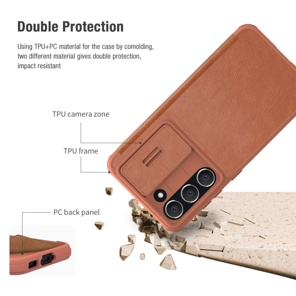 Samsung Galaxy S23 Plus case brown NILLKIN QIN PRO LEATHER