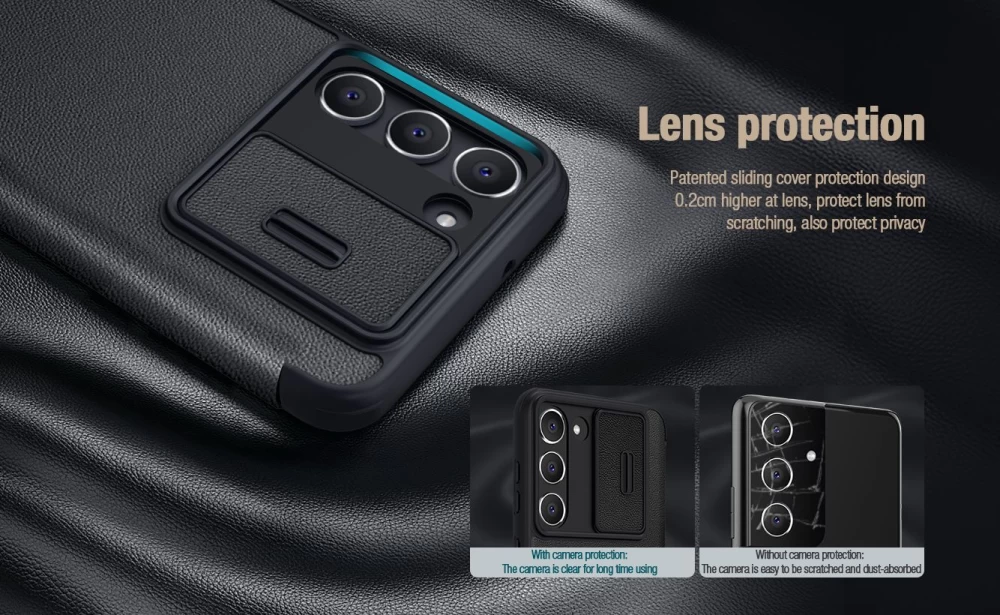 Samsung Galaxy S23 Plus maciņš melns NILLKIN QIN PRO LEATHER (PLAIN)