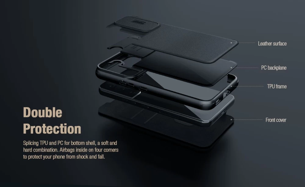Samsung Galaxy S23 Plus maciņš melns NILLKIN QIN PRO LEATHER (PLAIN)