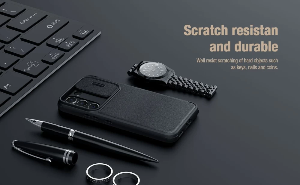 Samsung Galaxy S23 Plus maciņš melns NILLKIN QIN PRO LEATHER (PLAIN)