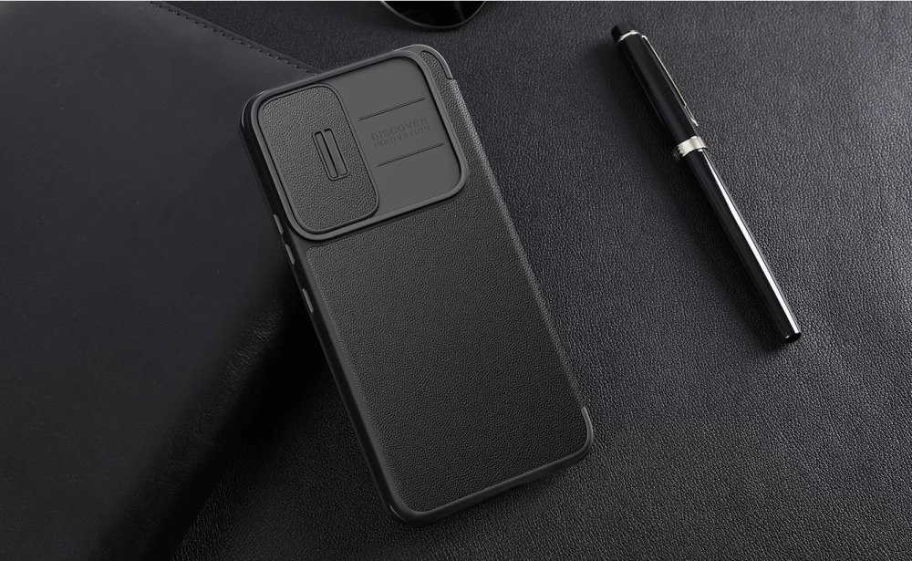 Samsung Galaxy S23 Plus maciņš melns NILLKIN QIN PRO LEATHER (PLAIN)