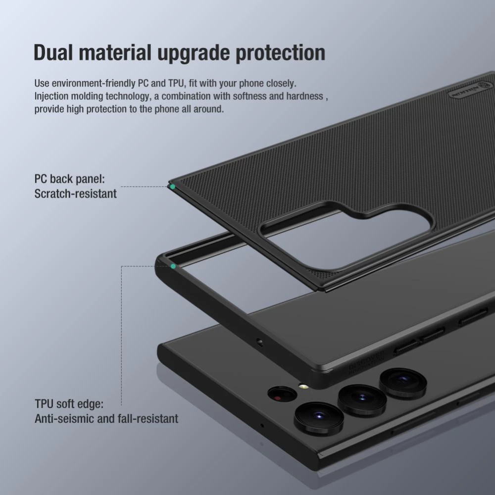 Samsung Galaxy S23 Ultra vāciņš zils NILLKIN SUPER FROSTED SHIELD PRO
