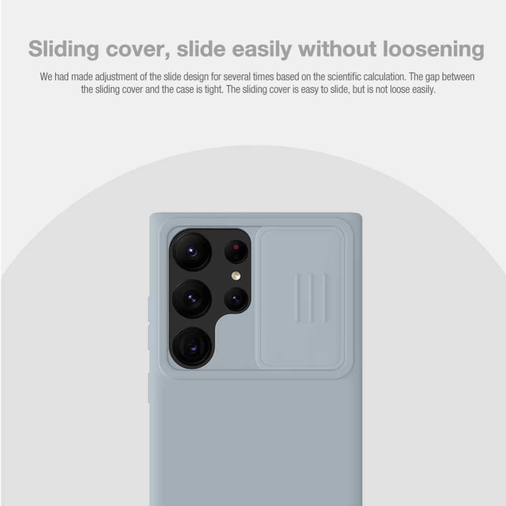 Samsung Galaxy S23 Ultra vāciņš zils NILLKIN CAMSHIELD SILKY SILICONE