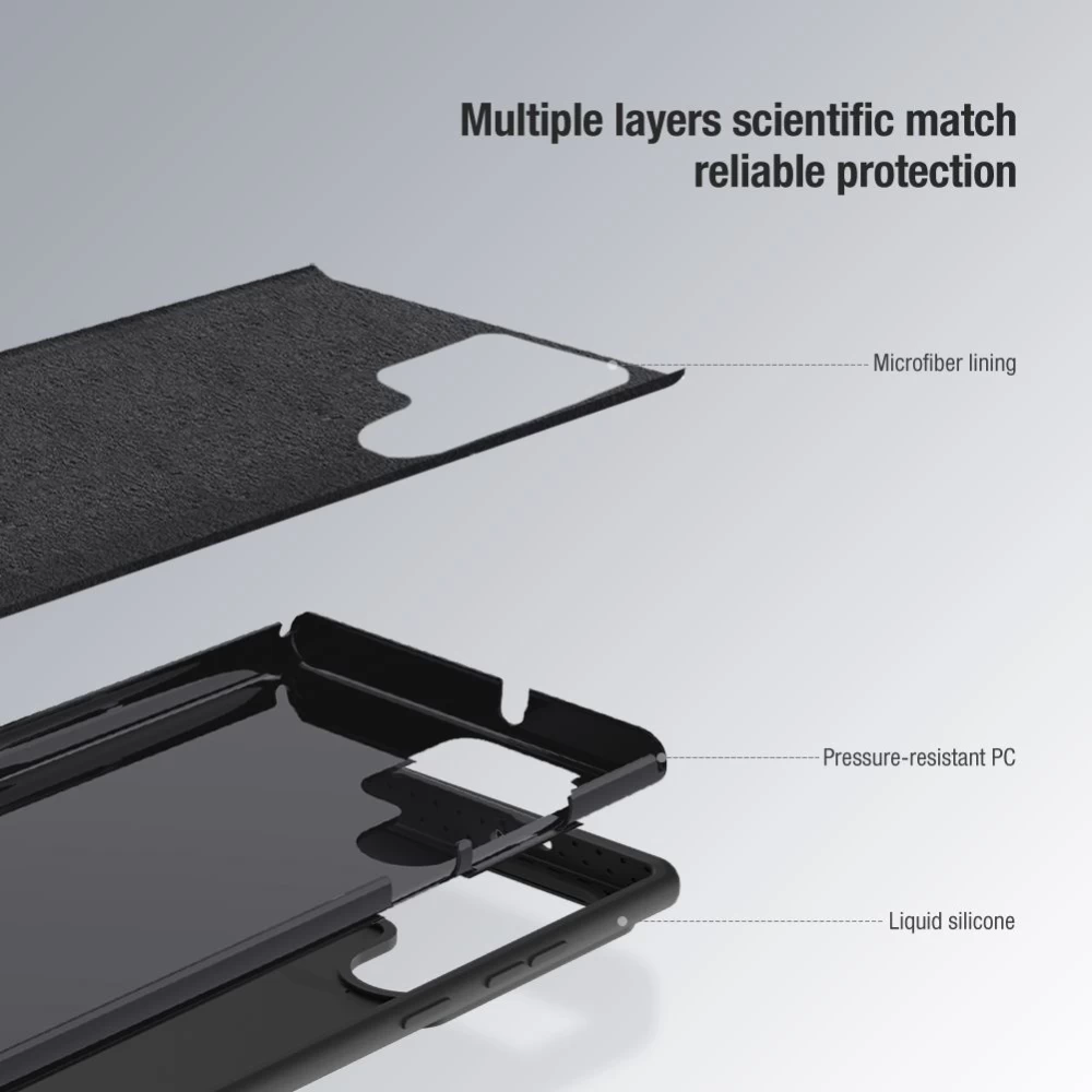 Samsung Galaxy S23 Ultra vāciņš zils NILLKIN CAMSHIELD SILKY SILICONE