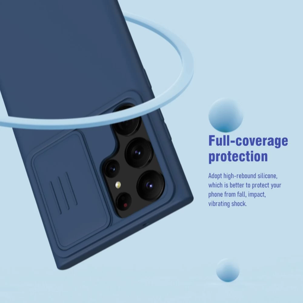 Samsung Galaxy S23 Ultra vāciņš zils NILLKIN CAMSHIELD SILKY SILICONE