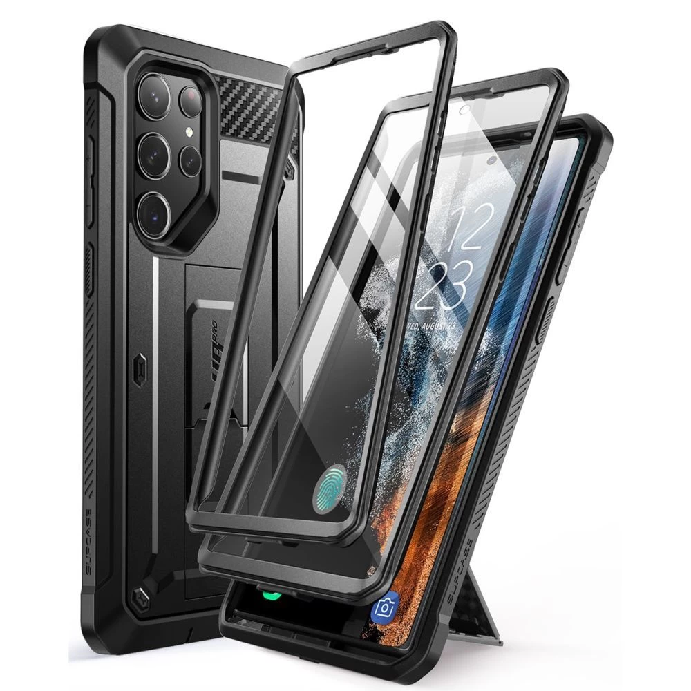 Samsung Galaxy S23 Ultra vāciņš melns SUPCASE UNICORN BEETLE PRO 2-SET