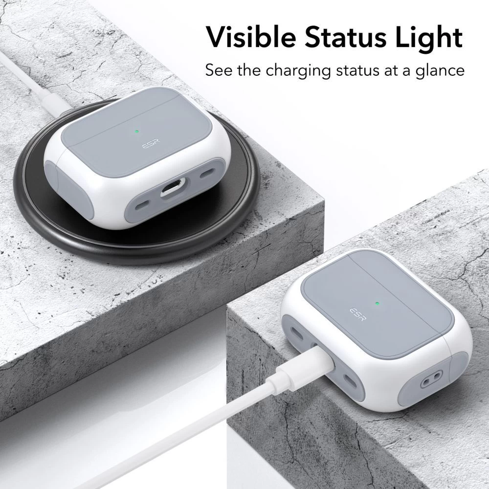 Apple AirPods Pro 2 suojakuori, suojakotelo valkoinen ESR ORBIT HALOLOCK MAGSAFE