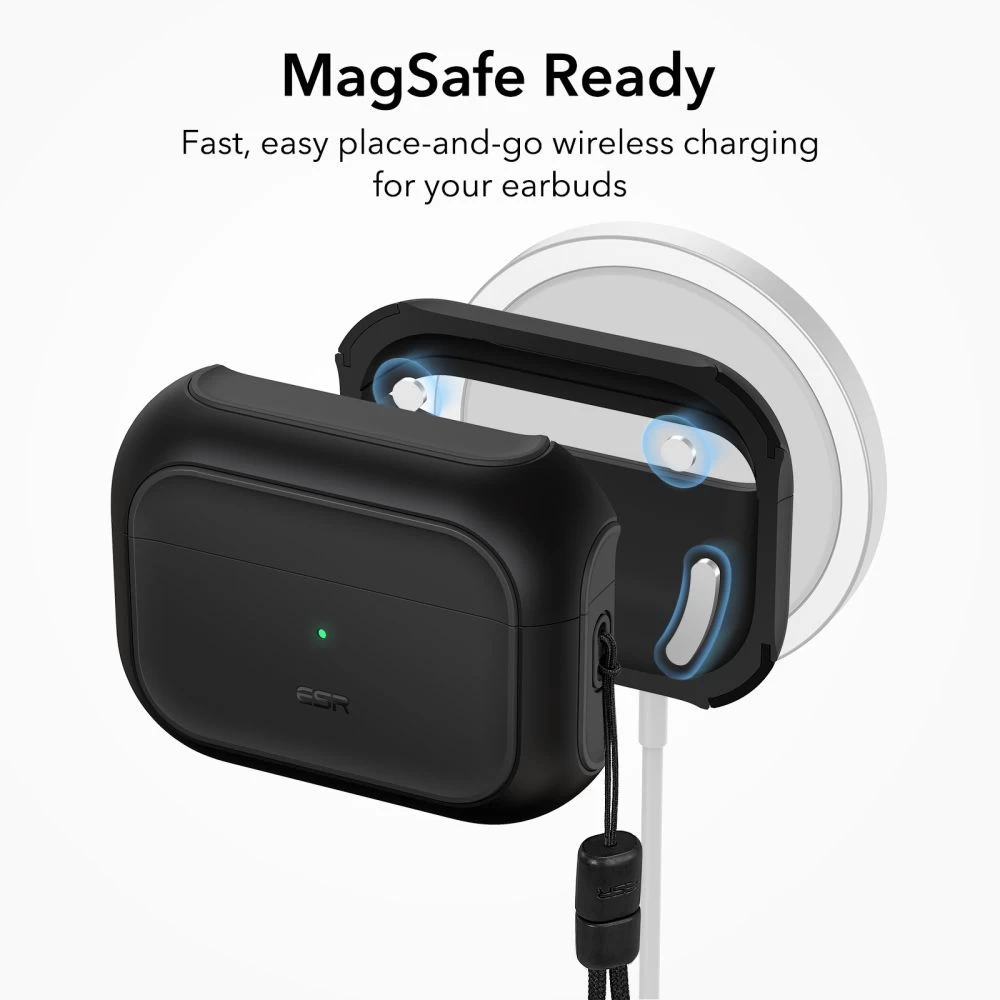 Apple AirPods Pro 2 suojakuori, suojakotelo musta ESR ORBIT HALOLOCK MAGSAFE