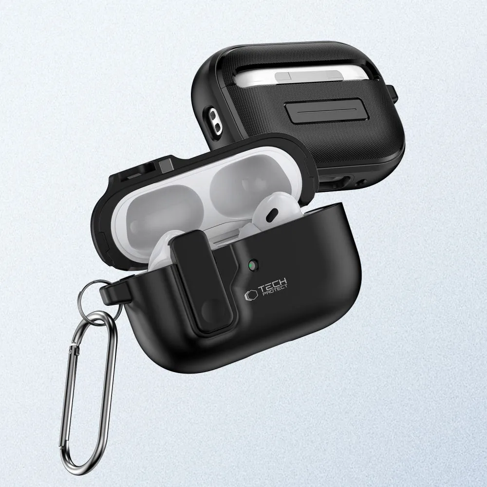 Apple AirPods Pro 2 suojakuori, suojakotelo musta TECH-PROTECT SLIM HOOK