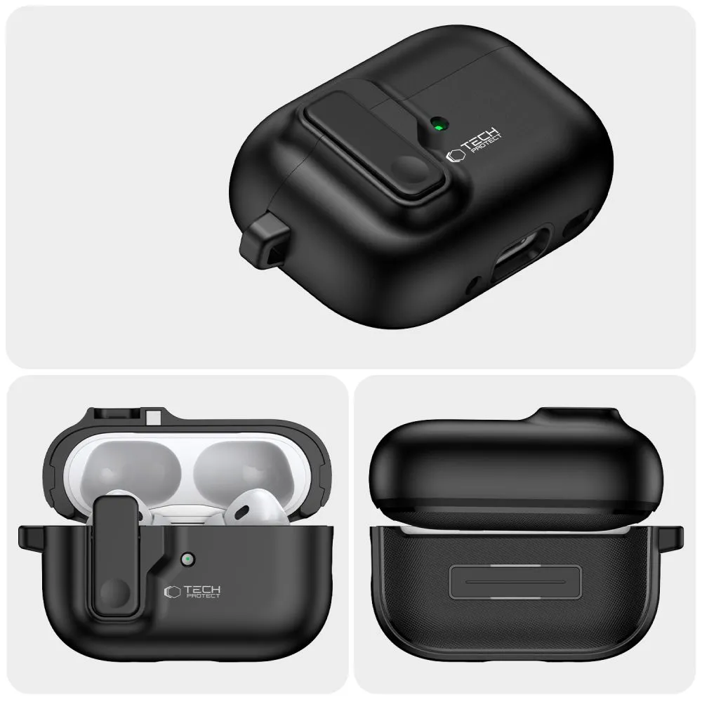 Apple AirPods Pro 2 suojakuori, suojakotelo musta TECH-PROTECT SLIM HOOK