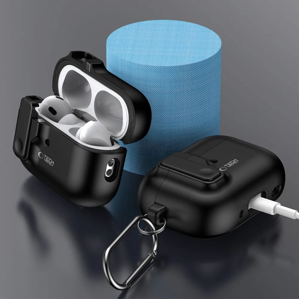 Apple AirPods Pro 2 suojakuori, suojakotelo musta TECH-PROTECT SLIM HOOK