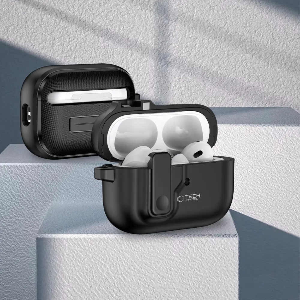 Apple AirPods Pro 2 suojakuori, suojakotelo musta TECH-PROTECT SLIM HOOK
