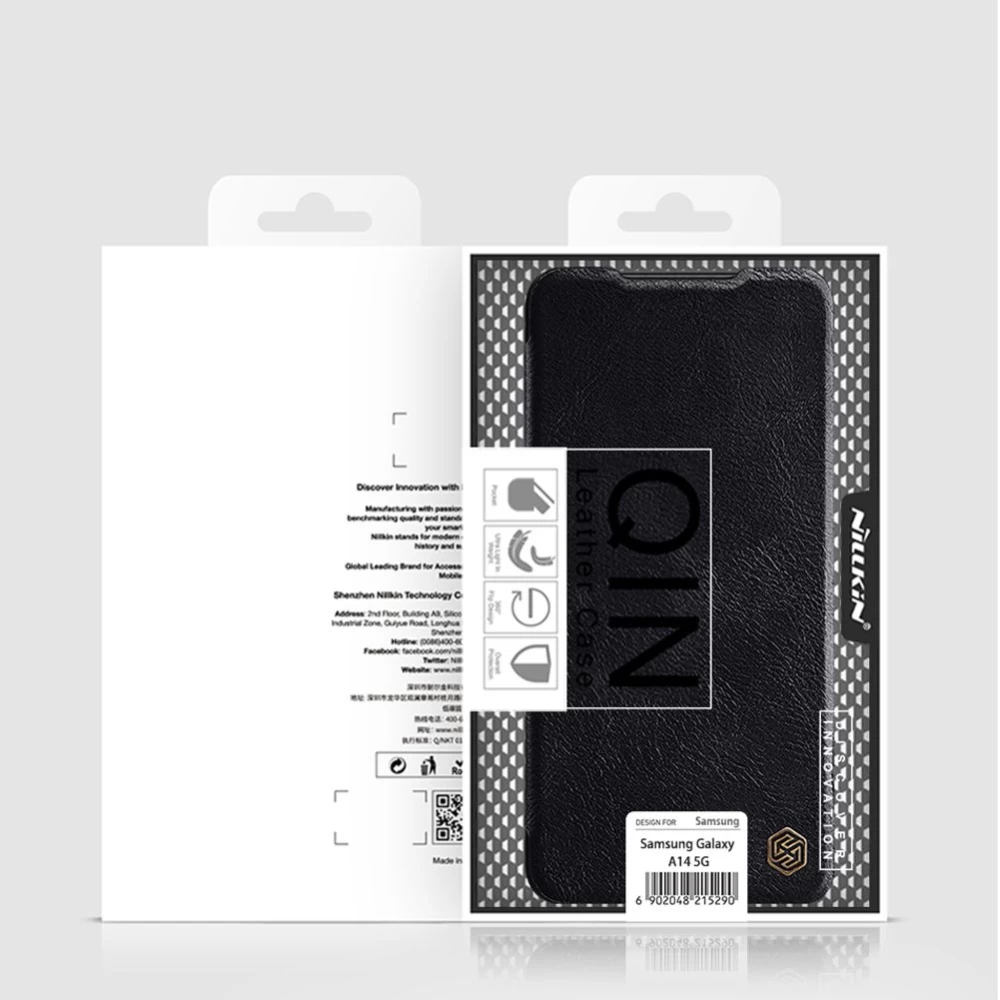 Samsung Galaxy A14 5G maciņš melns NILLKIN QIN LEATHER