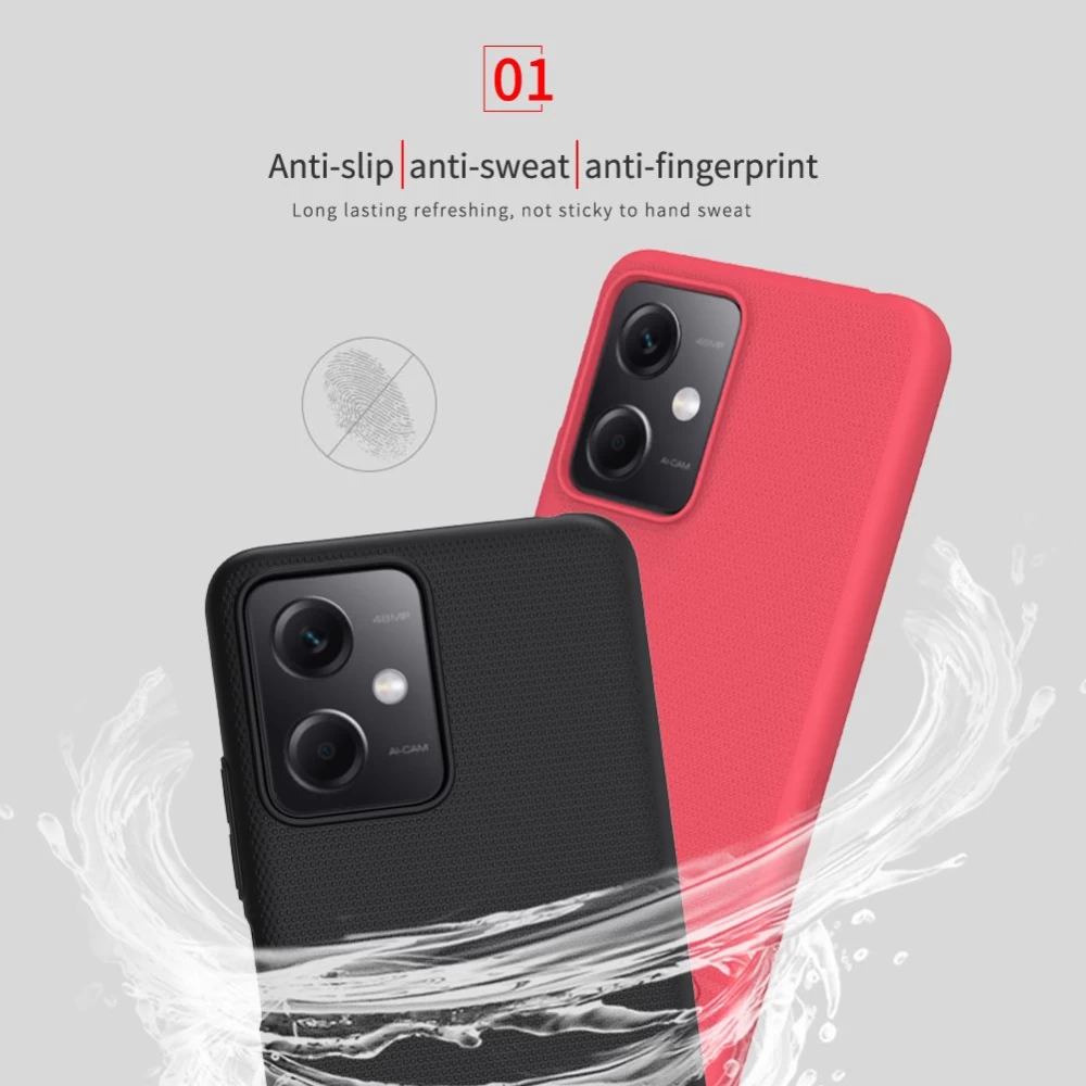 Xiaomi Poco X5 5G dėklas raudonas NILLKIN SUPER FROSTED SHIELD