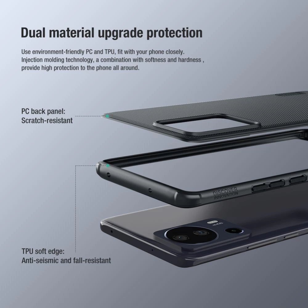 Xiaomi 13 Lite чехол черный NILLKIN SUPER FROSTED SHIELD PRO